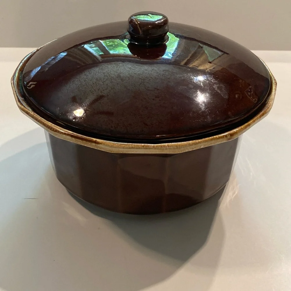 McCoy Brown Drip Glaze Pottery 7076 Bean/Casserole Dish Pot Vintage - Picture 3 of 17